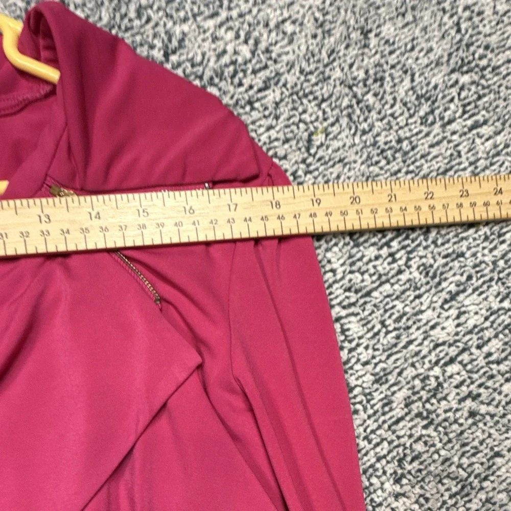 Michael Kors Pink Cowl Neck Zip Accent Knit Blouse XL Long Sleeve Stretch Top